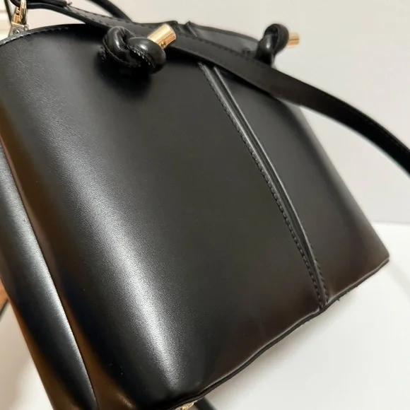 Zara black mini city tote structured chic bucket bag vegan leather purse minimal - Picture 11 of 11